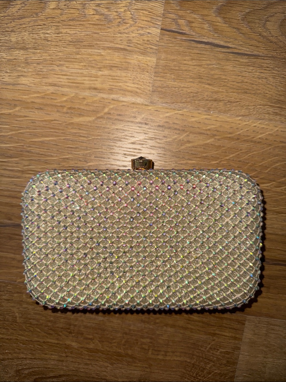 Gold Iridescent Beaded Clutch - Evening Bag